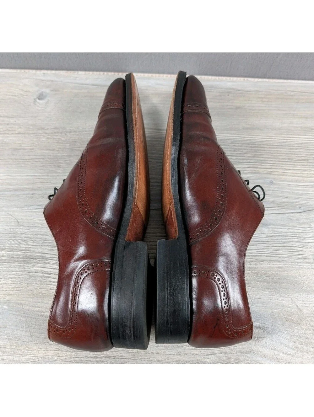 Bostonian Crown Windsor Cap Toe Oxford Mens 12 Brown Leather Brogue Dress Shoe